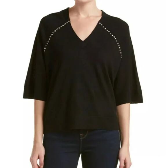 Zadig & Voltaire Deluxe Merino Wool Star Studded Black Sweater Size Small - Picture 1 of 6